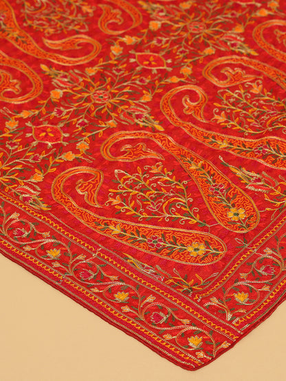 Red Kashmiri Threadwork Designer Duppata