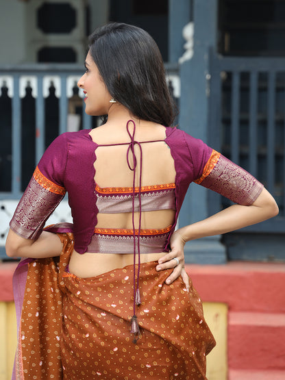 Elegant Brown Pure Viscose Dola Silk Saree with Exquisite Bandhej Print