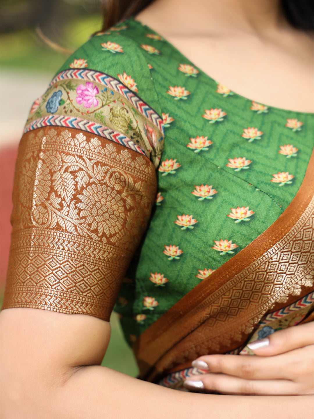 Luxe Brown Viscose Dola Silk Saree with Pichwai Kalamkari Print