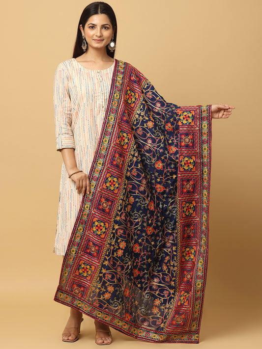 Traditional Poly Chiffon Pashmina Dupatta with Intricate Thread work