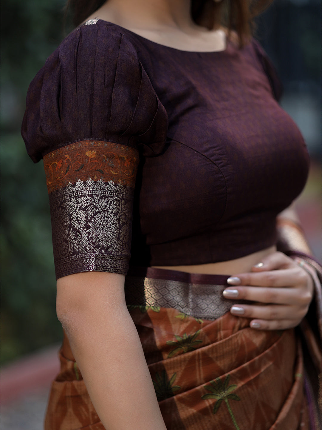 Luxe Coffee Brown Viscose Dola Silk Saree with Pichwai Kalamkari Print