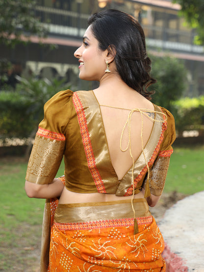 Elegant Orange Pure Viscose Dola Silk Saree with Exquisite Mughal Print Border